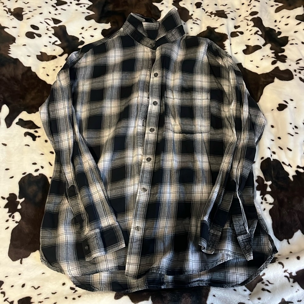 Black and white plaid button down